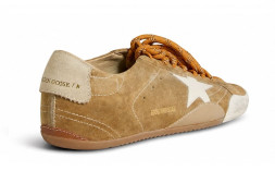 Golden Goose True-Star in Tobacco-Colored Suede With White Star and Platinum Heel Tab
