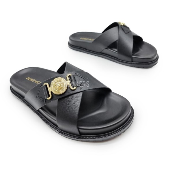 Мужские шлепки Versace Flip-flops Leather X Black