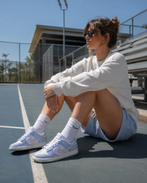 Женские кроссовки Nike Dunk Low Blue Airbush
