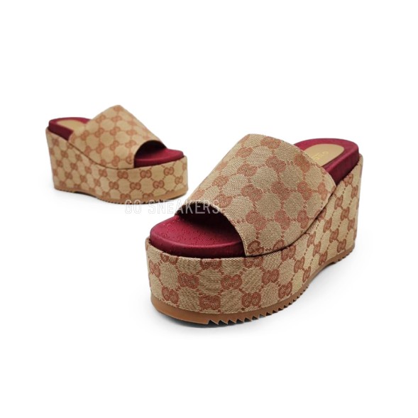 Женские шлепки Gucci Platform Flip-flops Brown
