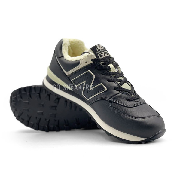 Мужские зимние кроссовки New Balance 574 Black Leather Winter