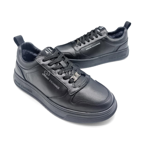 Мужские зимние кроссовки Armani Winter Leather Black