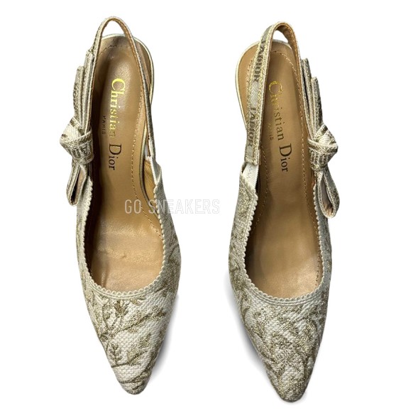 Женские туфли Dior Jadior Toile De Jouy White/Gold